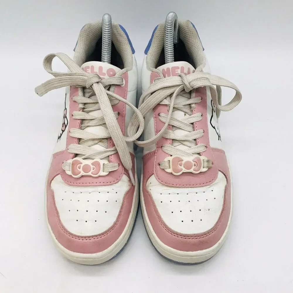 Hello Kitty Casual Court Sneakers by Sanrio Women's 8 White Pink Blue Limited